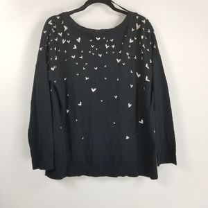 Roz&Ali longsleeve heart sweater 2X black